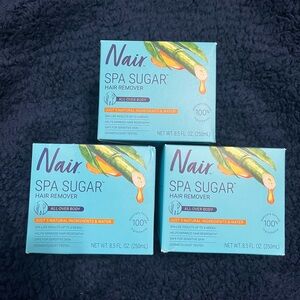 3 Pack Nair Spa Sugar Hair Remover Kit 100% Naturally Derived Ingredients 8.5 Oz